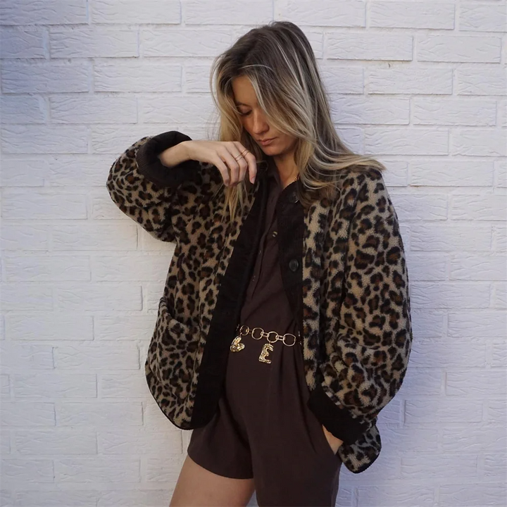 Leopardjacka | Varm | Fleece | Oversized jacka | Damjacka-Eva Jonsson