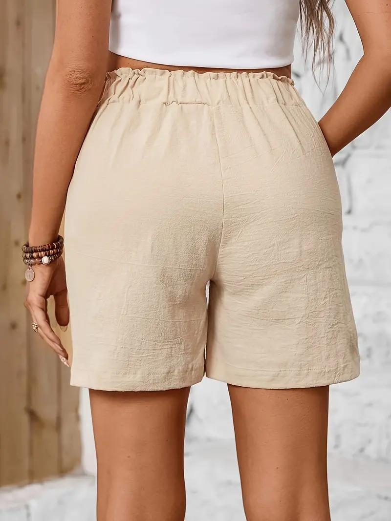Linen Shorts - Elastisk midja - Hög midja - Damshorts - Bomullsshorts-Eva Jonsson