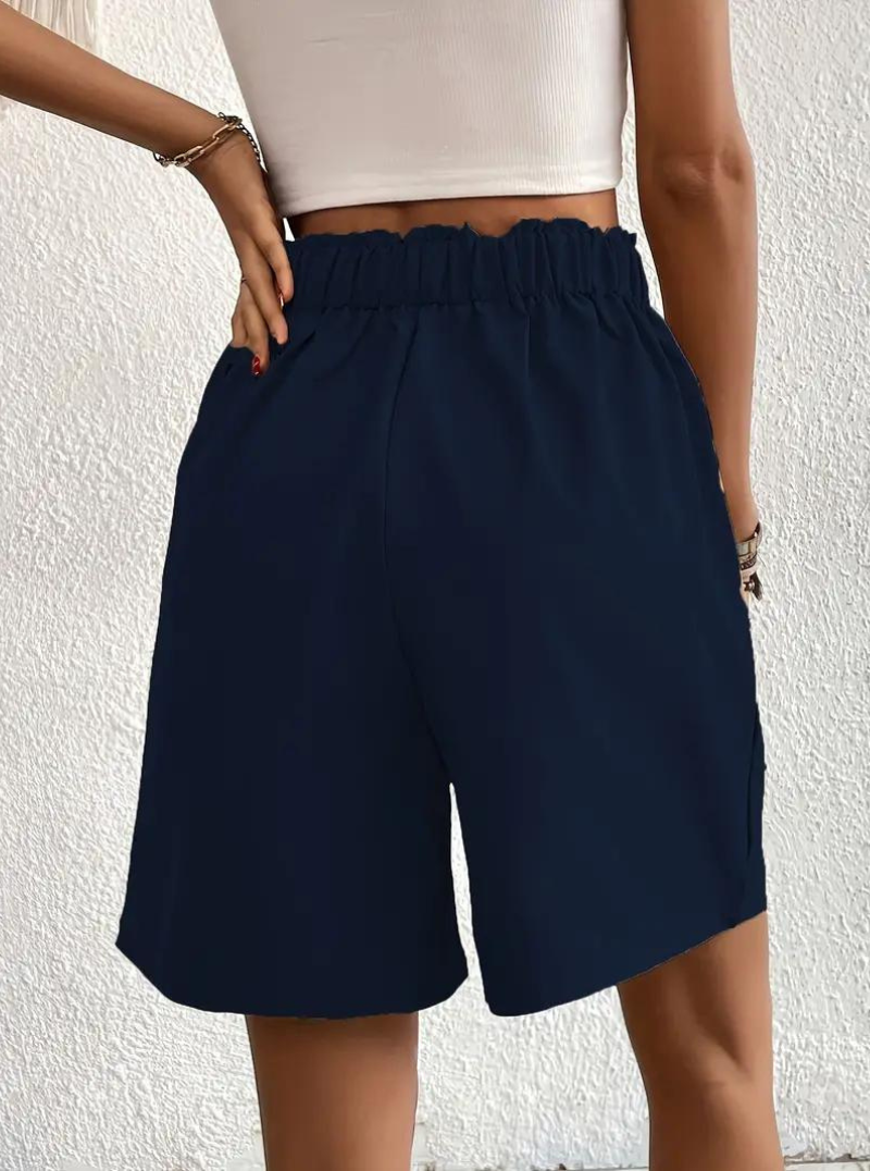 Linen Shorts - Hög midja - Fickor - Sommarshorts - Shorts med vida ben-Eva Jonsson