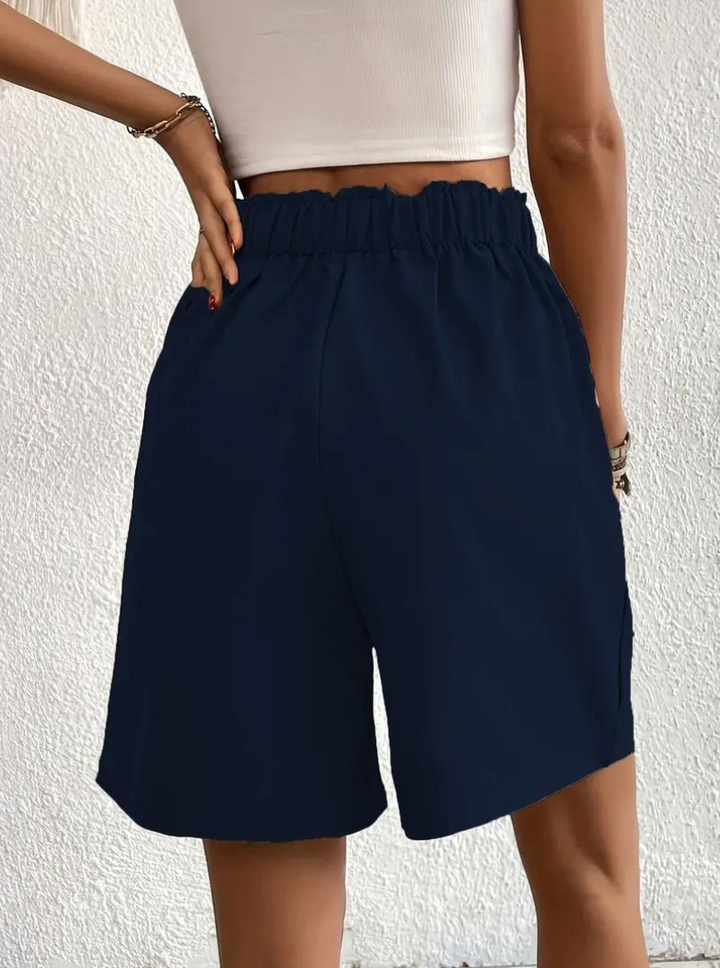 Linen Shorts - Hög midja - Fickor - Sommarshorts - Shorts med vida ben-Eva Jonsson