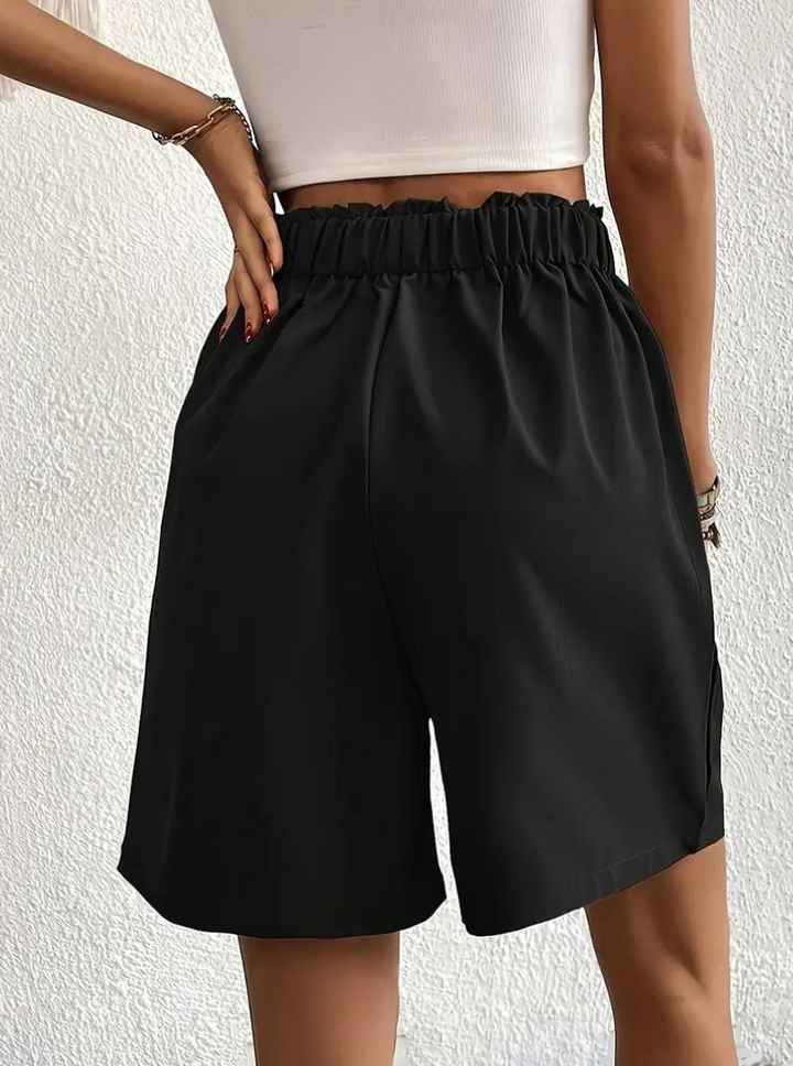 Linen Shorts - Hög midja - Fickor - Sommarshorts - Shorts med vida ben-Eva Jonsson
