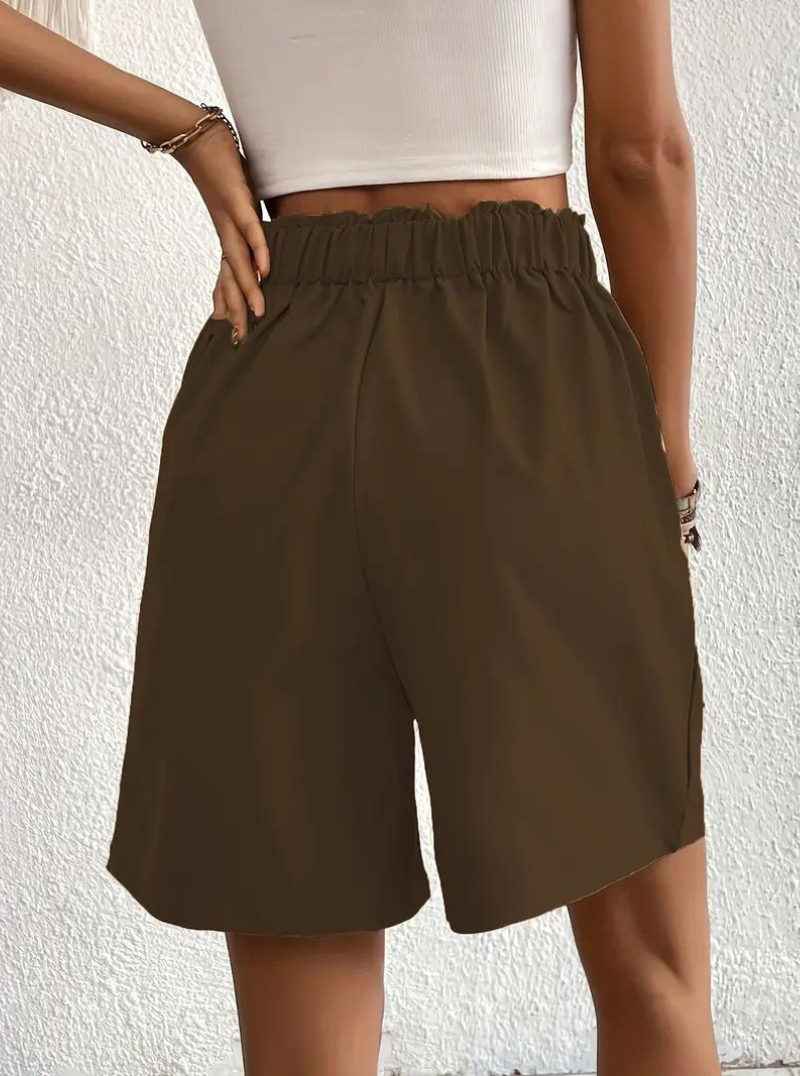 Linen Shorts - Hög midja - Fickor - Sommarshorts - Shorts med vida ben-Eva Jonsson