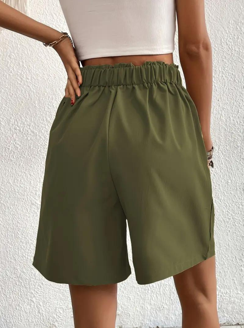 Linen Shorts - Hög midja - Fickor - Sommarshorts - Shorts med vida ben-Eva Jonsson