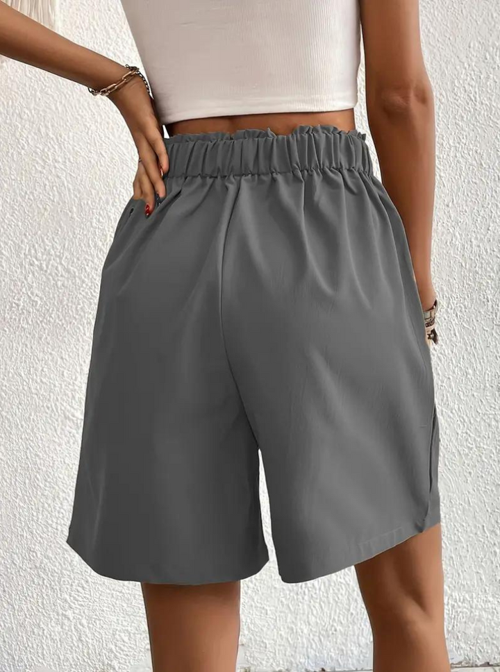 Linen Shorts - Hög midja - Fickor - Sommarshorts - Shorts med vida ben-Eva Jonsson