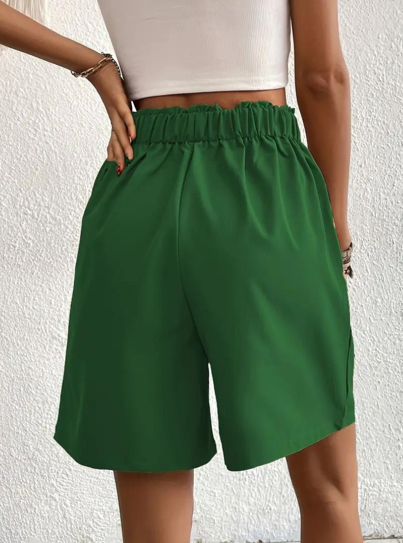 Linen Shorts - Hög midja - Fickor - Sommarshorts - Shorts med vida ben-Eva Jonsson