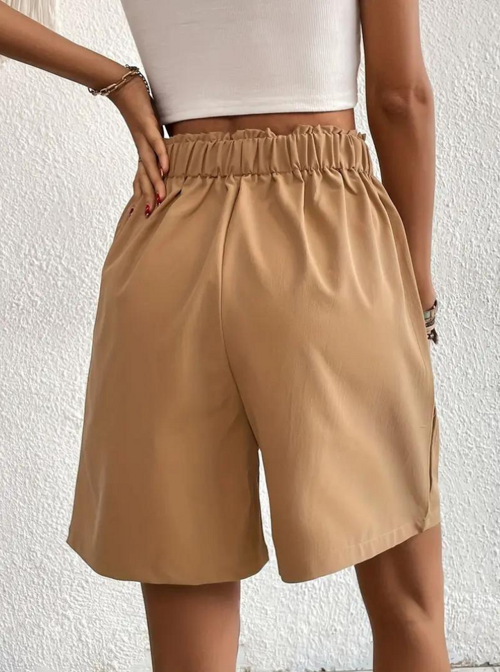 Linen Shorts - Hög midja - Fickor - Sommarshorts - Shorts med vida ben-Eva Jonsson