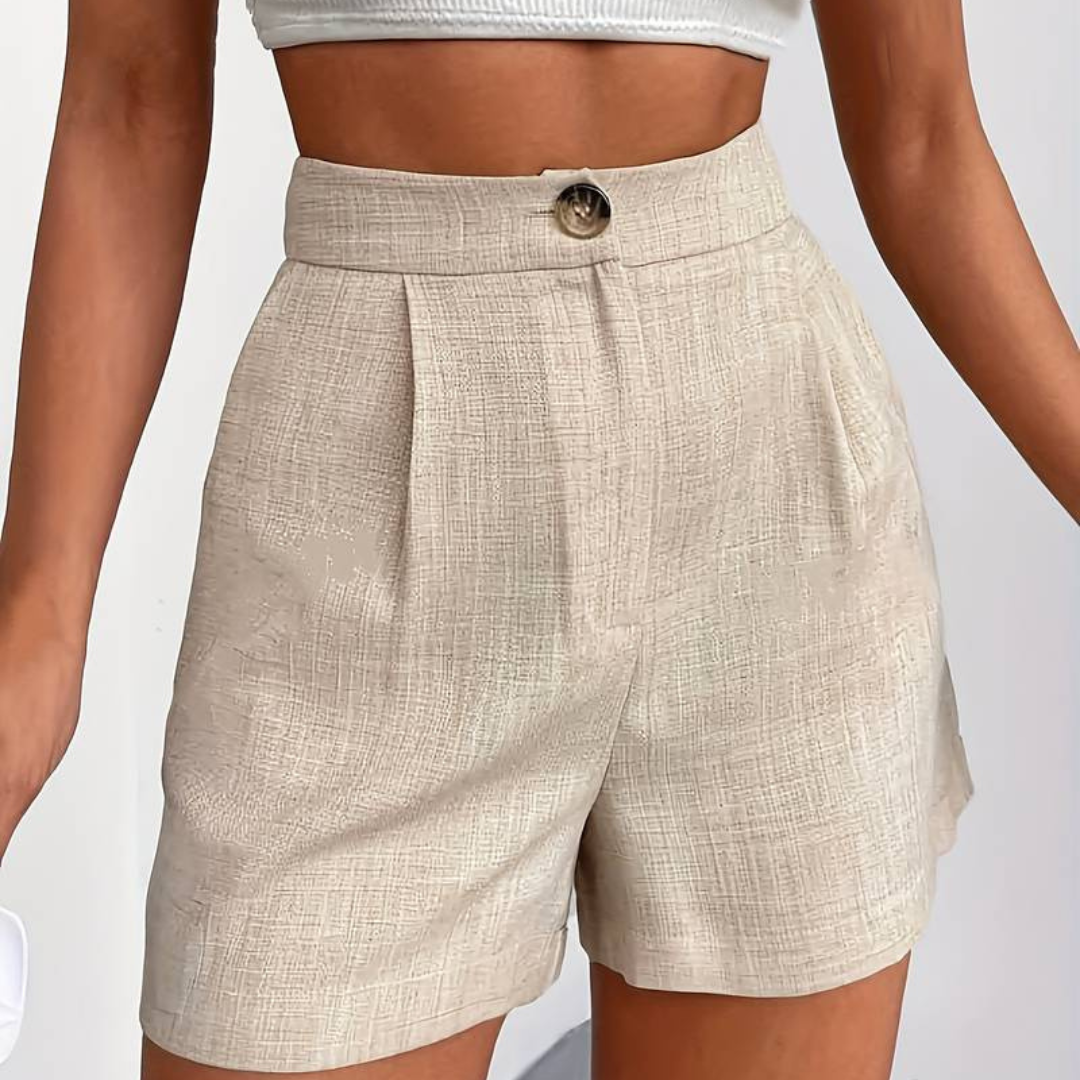 Linen Shorts - Sommarshorts i bomull med hög midja för kvinnor-Eva Jonsson