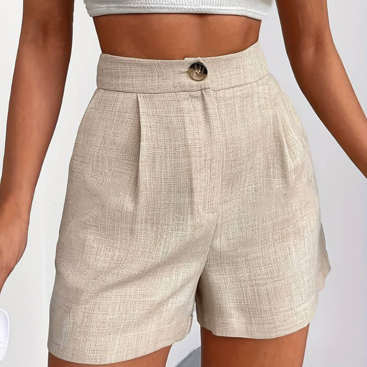 Linen Shorts - Sommarshorts i bomull med hög midja för kvinnor-Eva Jonsson