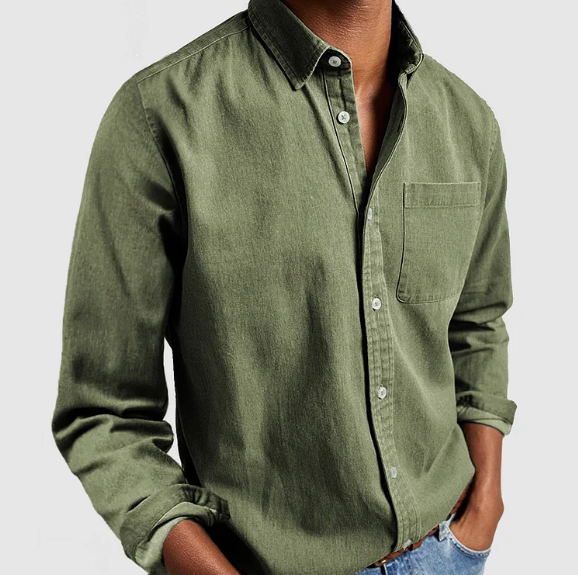 Linne Skjorta | Långärmad | Turndown Collar | Button Up Shirt | Herrkläder-Eva Jonsson