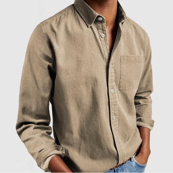 Linne Skjorta | Långärmad | Turndown Collar | Button Up Shirt | Herrkläder-Eva Jonsson