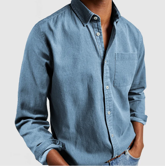 Linne Skjorta | Långärmad | Turndown Collar | Button Up Shirt | Herrkläder-Eva Jonsson