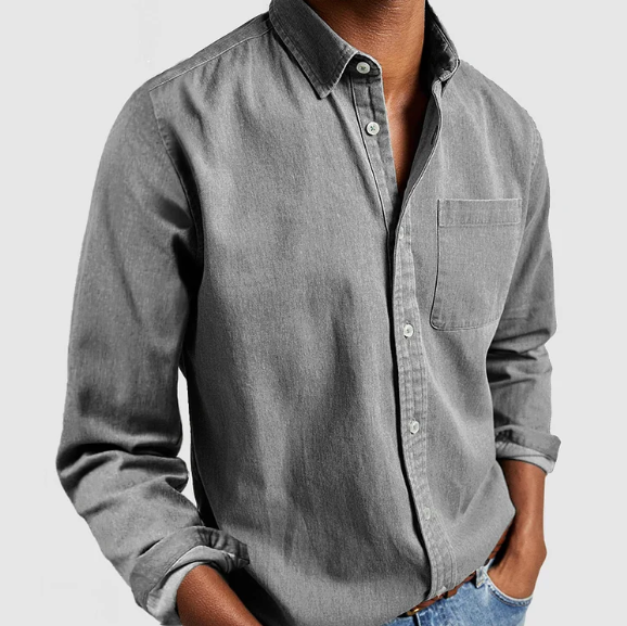Linne Skjorta | Långärmad | Turndown Collar | Button Up Shirt | Herrkläder-Eva Jonsson