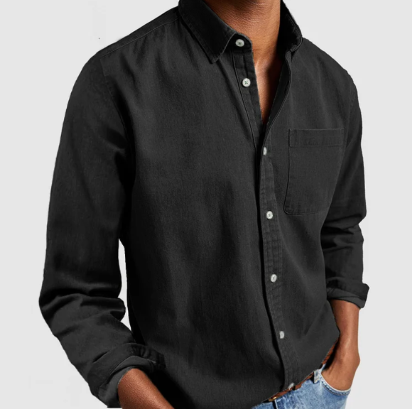 Linne Skjorta | Långärmad | Turndown Collar | Button Up Shirt | Herrkläder-Eva Jonsson
