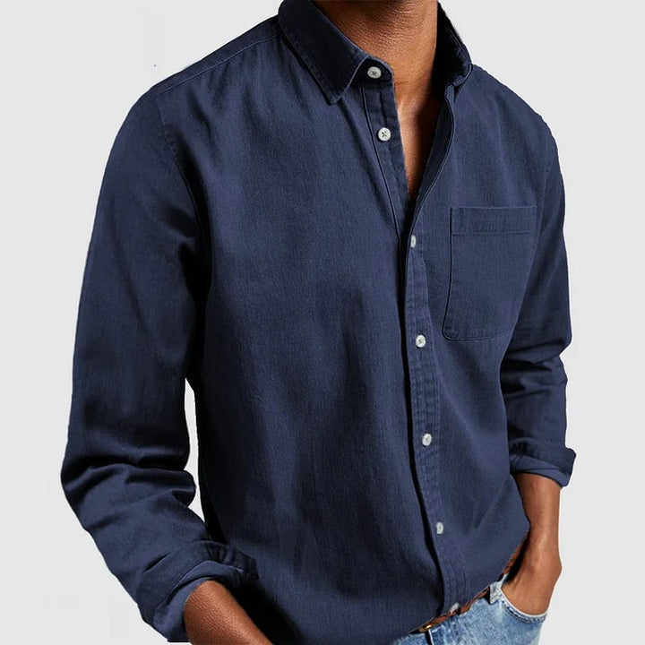 Linne Skjorta | Långärmad | Turndown Collar | Button Up Shirt | Herrkläder-Eva Jonsson