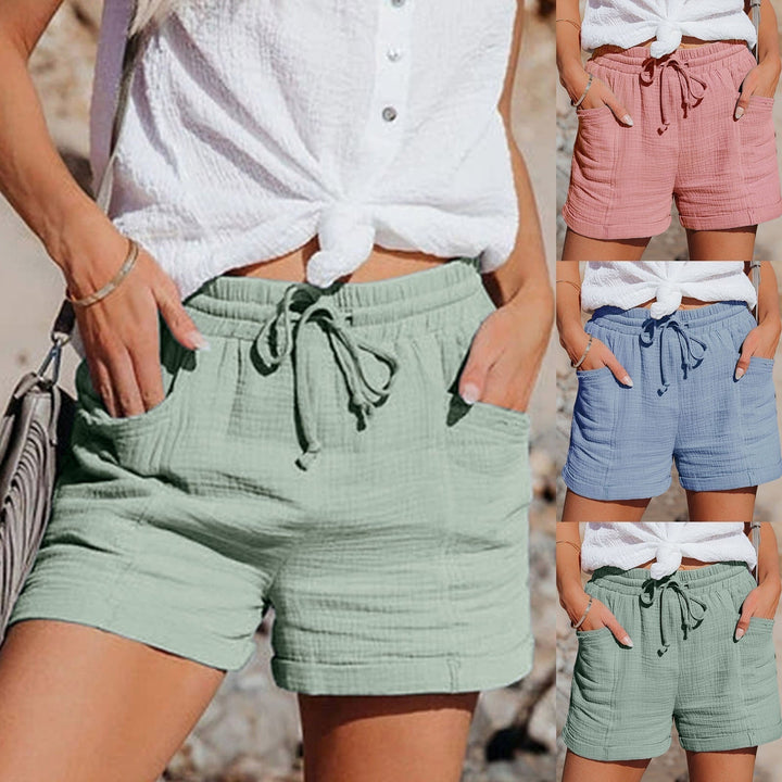 Linne shorts | Mini | Elastisk midja | Sommarshorts | Shorts för kvinnor-Eva Jonsson