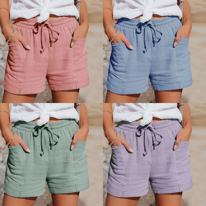 Linne shorts | Mini | Elastisk midja | Sommarshorts | Shorts för kvinnor-Eva Jonsson