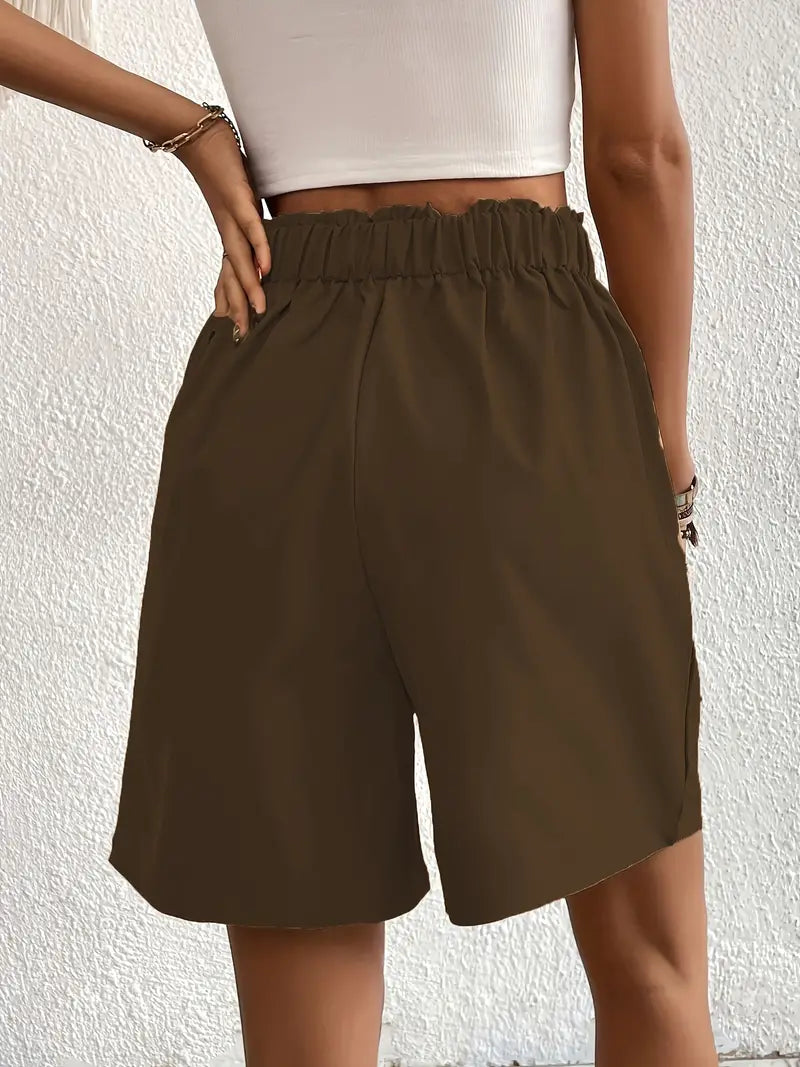 Linne shorts, Slantfickor, Hög midja, Damshorts, Sommarkläder-Eva Jonsson