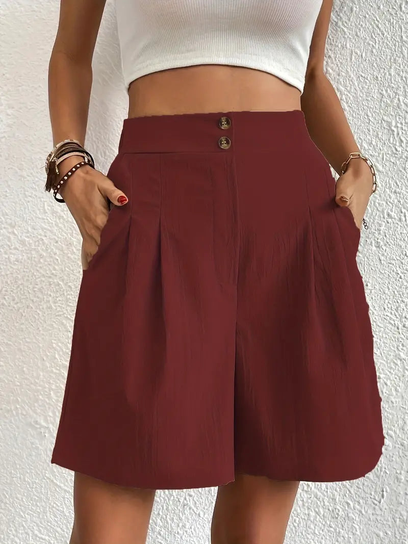 Linne shorts, Slantfickor, Hög midja, Damshorts, Sommarkläder-Eva Jonsson