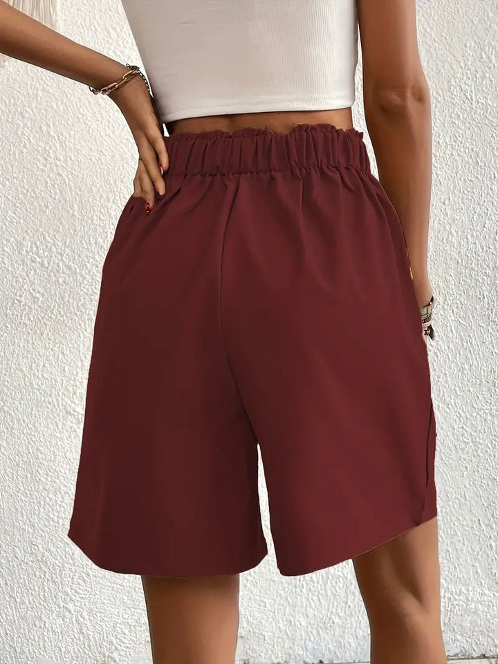 Linne shorts, Slantfickor, Hög midja, Damshorts, Sommarkläder-Eva Jonsson