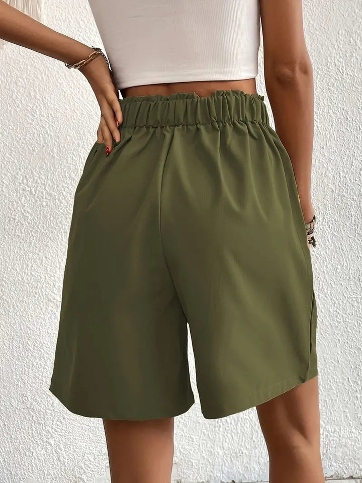 Linne shorts, Slantfickor, Hög midja, Damshorts, Sommarkläder-Eva Jonsson
