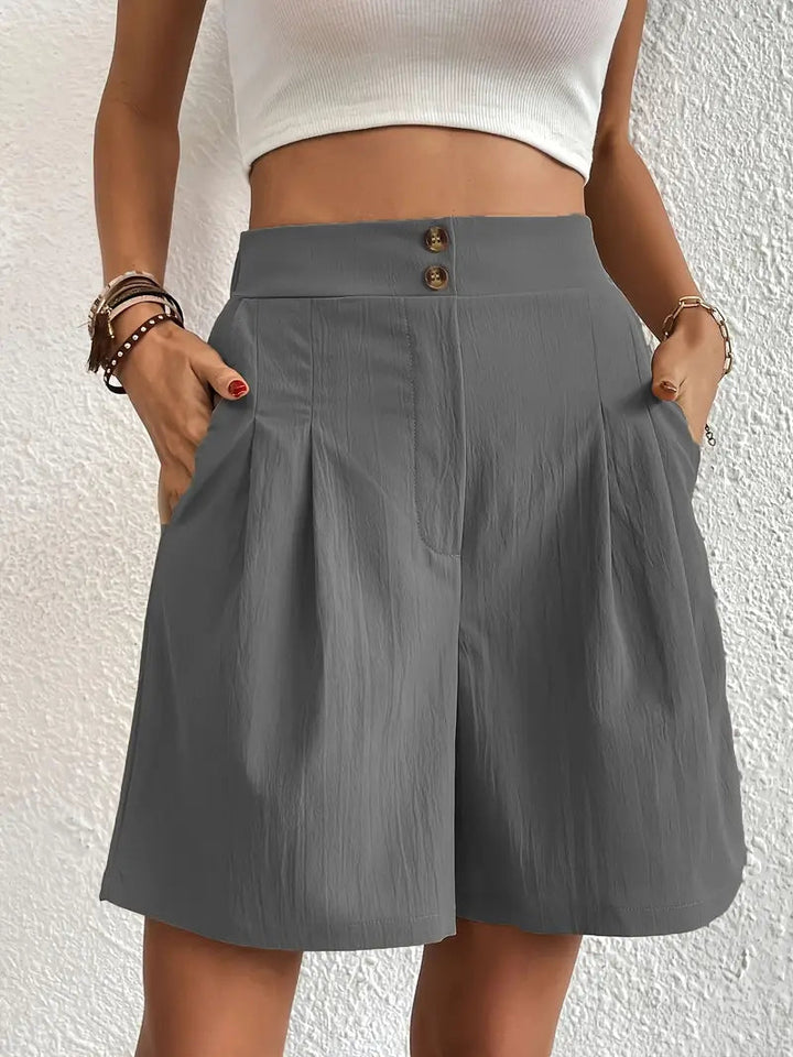 Linne shorts, Slantfickor, Hög midja, Damshorts, Sommarkläder-Eva Jonsson