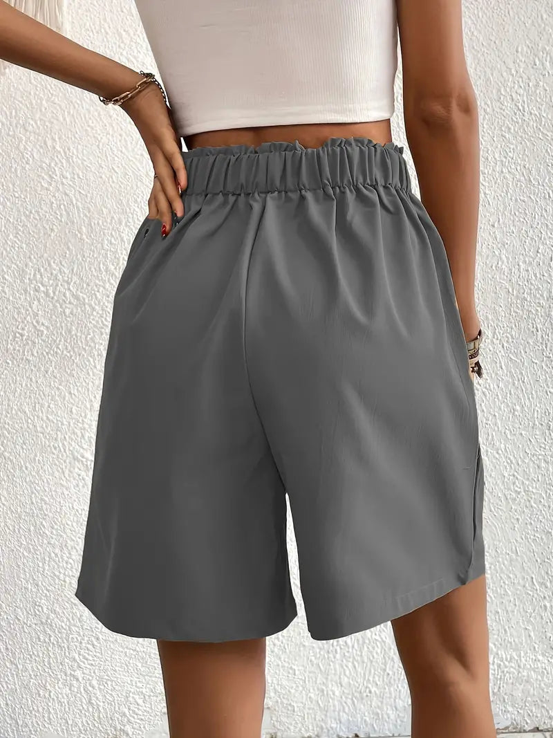 Linne shorts, Slantfickor, Hög midja, Damshorts, Sommarkläder-Eva Jonsson