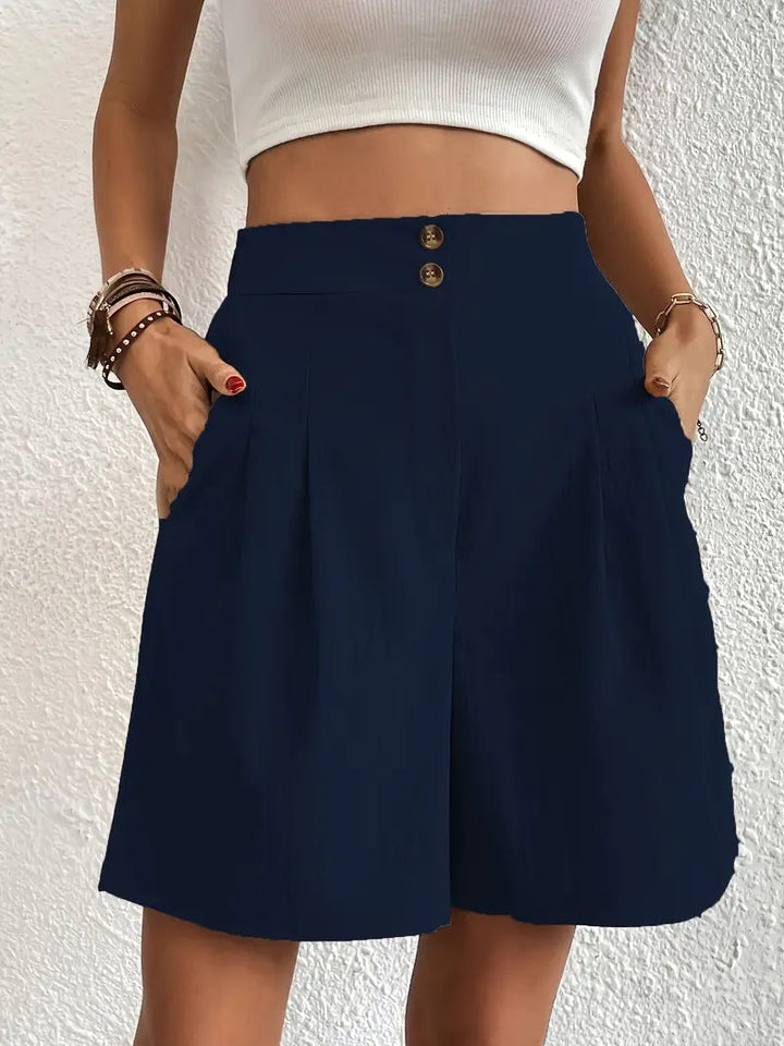Linne shorts, Slantfickor, Hög midja, Damshorts, Sommarkläder-Eva Jonsson