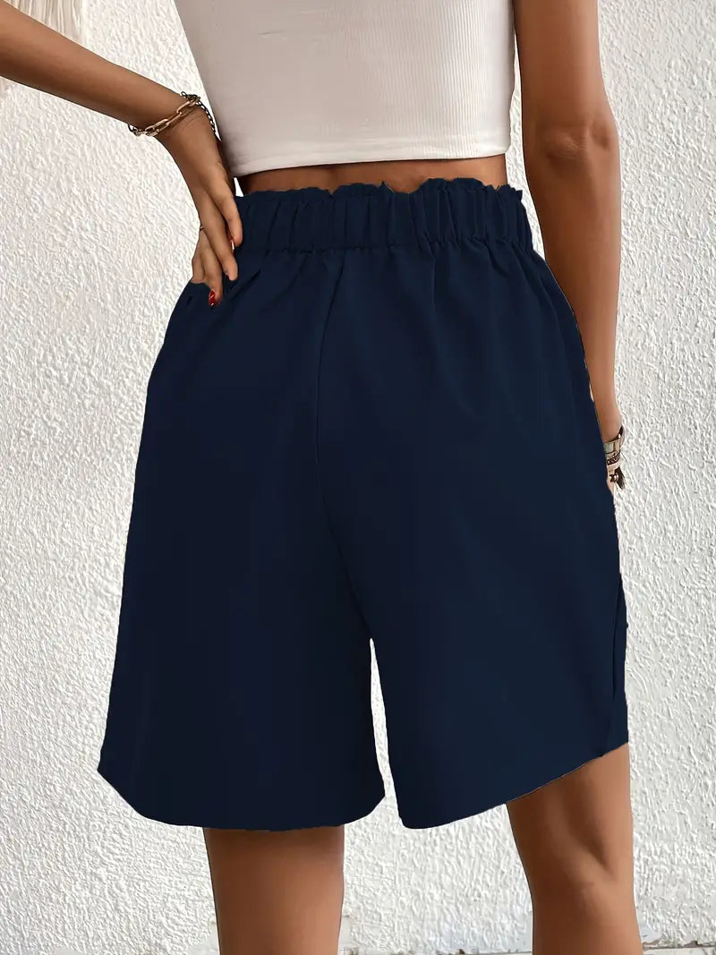Linne shorts, Slantfickor, Hög midja, Damshorts, Sommarkläder-Eva Jonsson