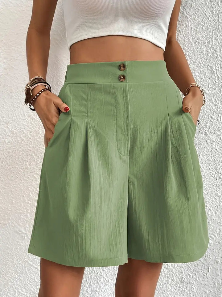 Linne shorts, Slantfickor, Hög midja, Damshorts, Sommarkläder-Eva Jonsson