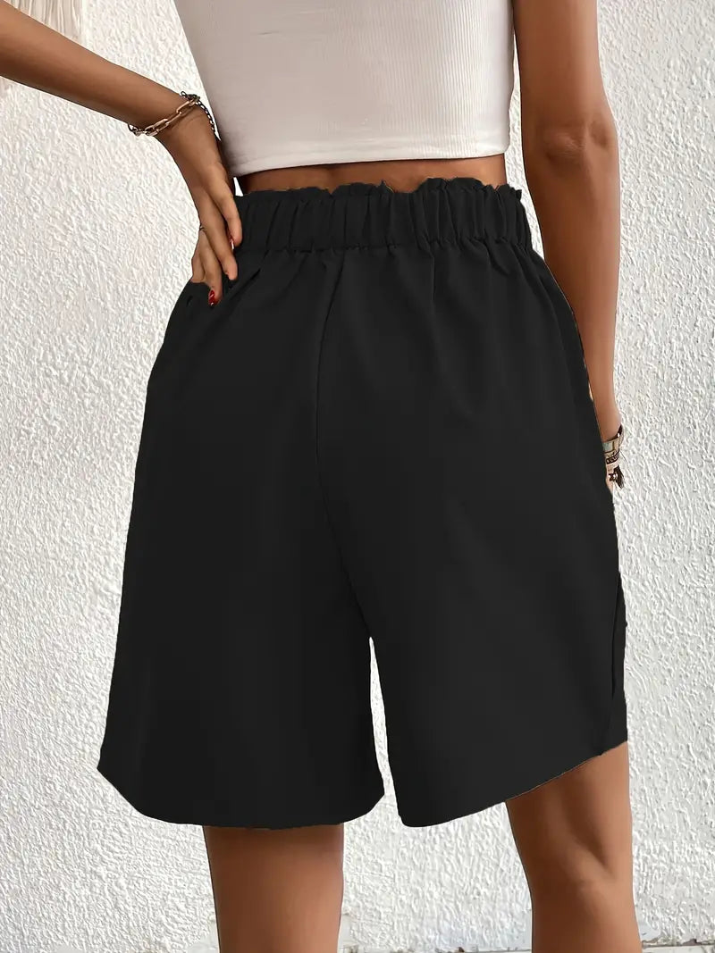 Linne shorts, Slantfickor, Hög midja, Damshorts, Sommarkläder-Eva Jonsson
