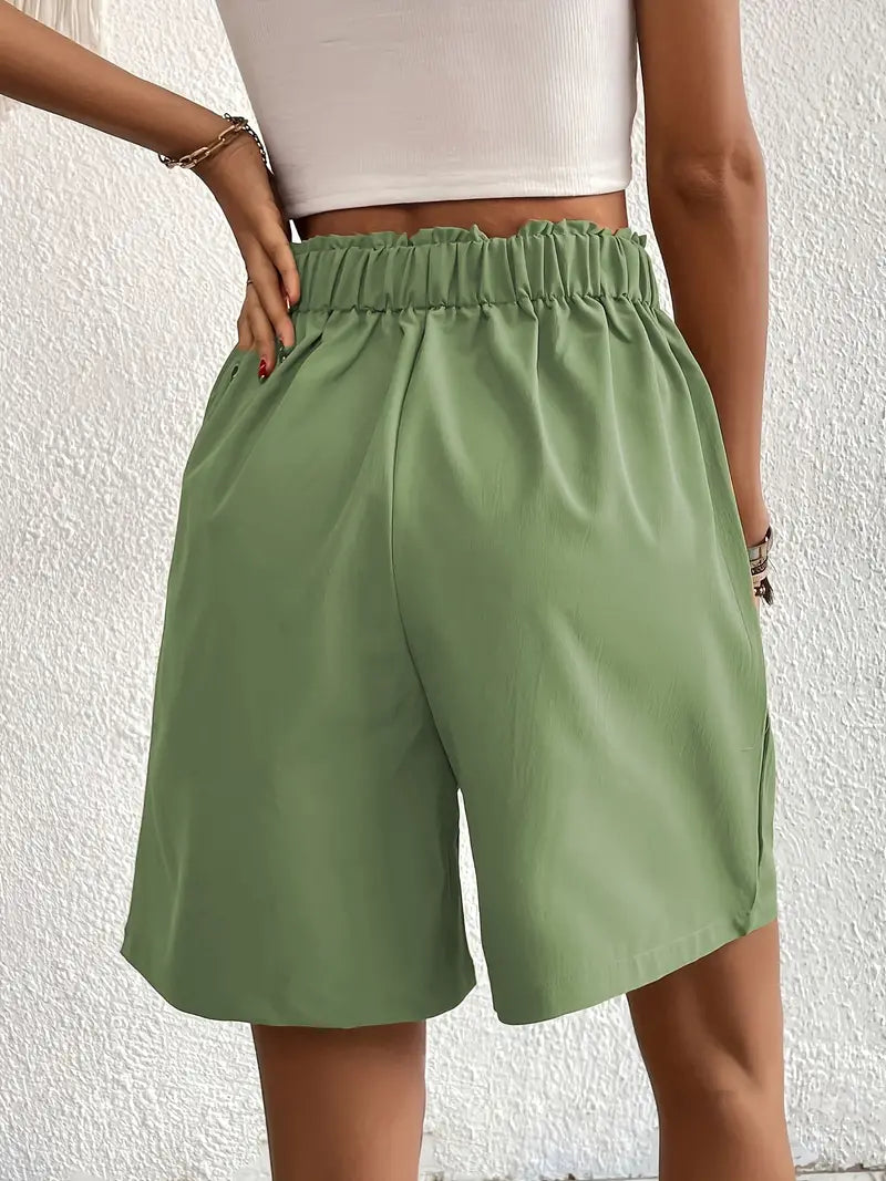 Linne shorts, Slantfickor, Hög midja, Damshorts, Sommarkläder-Eva Jonsson