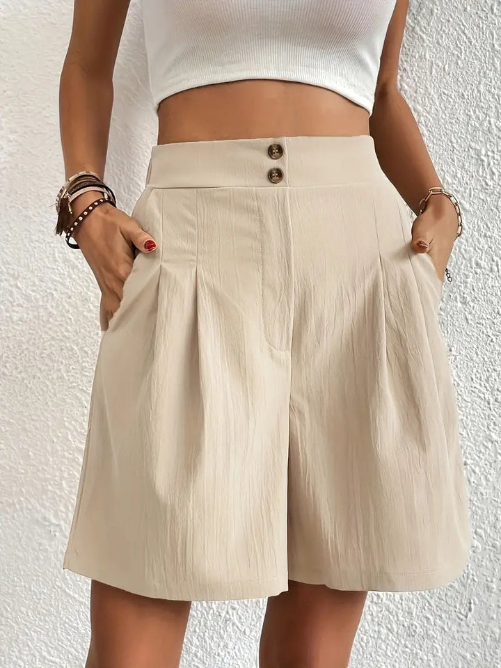 Linne shorts, Slantfickor, Hög midja, Damshorts, Sommarkläder-Eva Jonsson