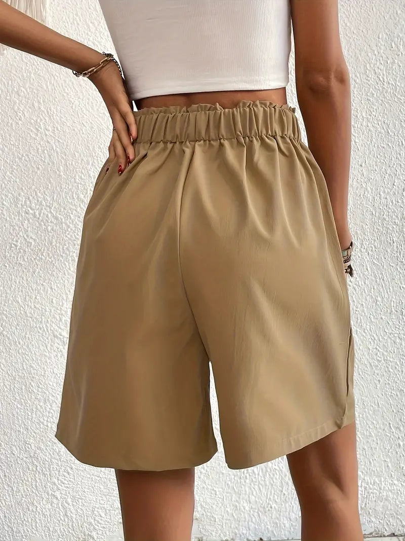 Linne shorts, Slantfickor, Hög midja, Damshorts, Sommarkläder-Eva Jonsson