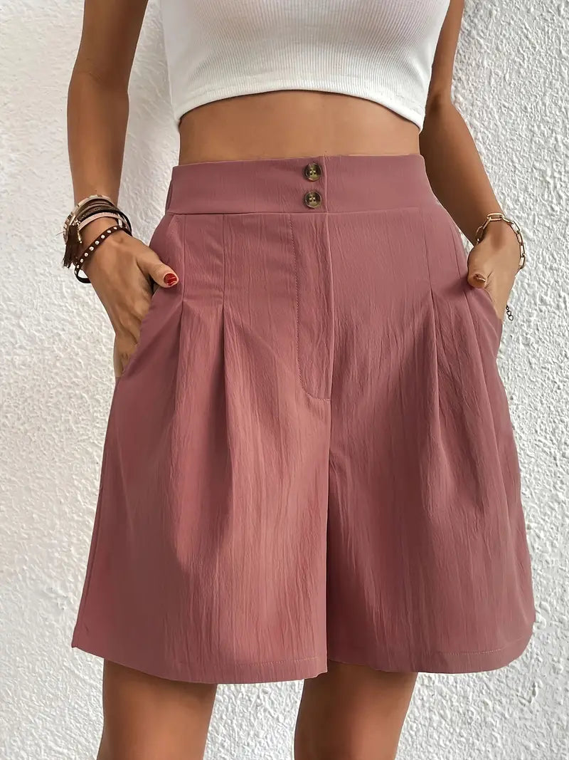 Linne shorts, Slantfickor, Hög midja, Damshorts, Sommarkläder-Eva Jonsson