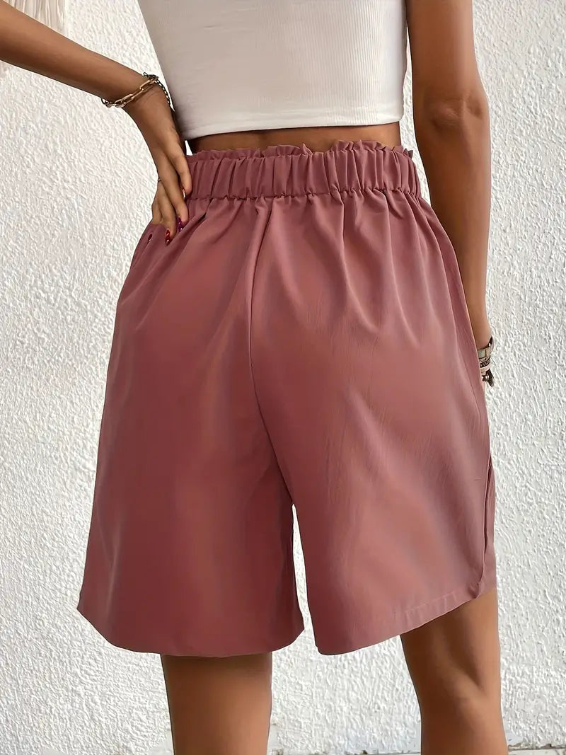 Linne shorts, Slantfickor, Hög midja, Damshorts, Sommarkläder-Eva Jonsson