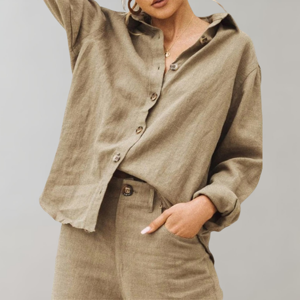 Linneblus - Casual - Löst sittande - Knäppt blus - Damblusar-Eva Jonsson