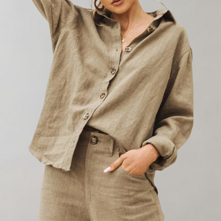 Linneblus - Casual - Löst sittande - Knäppt blus - Damblusar-Eva Jonsson