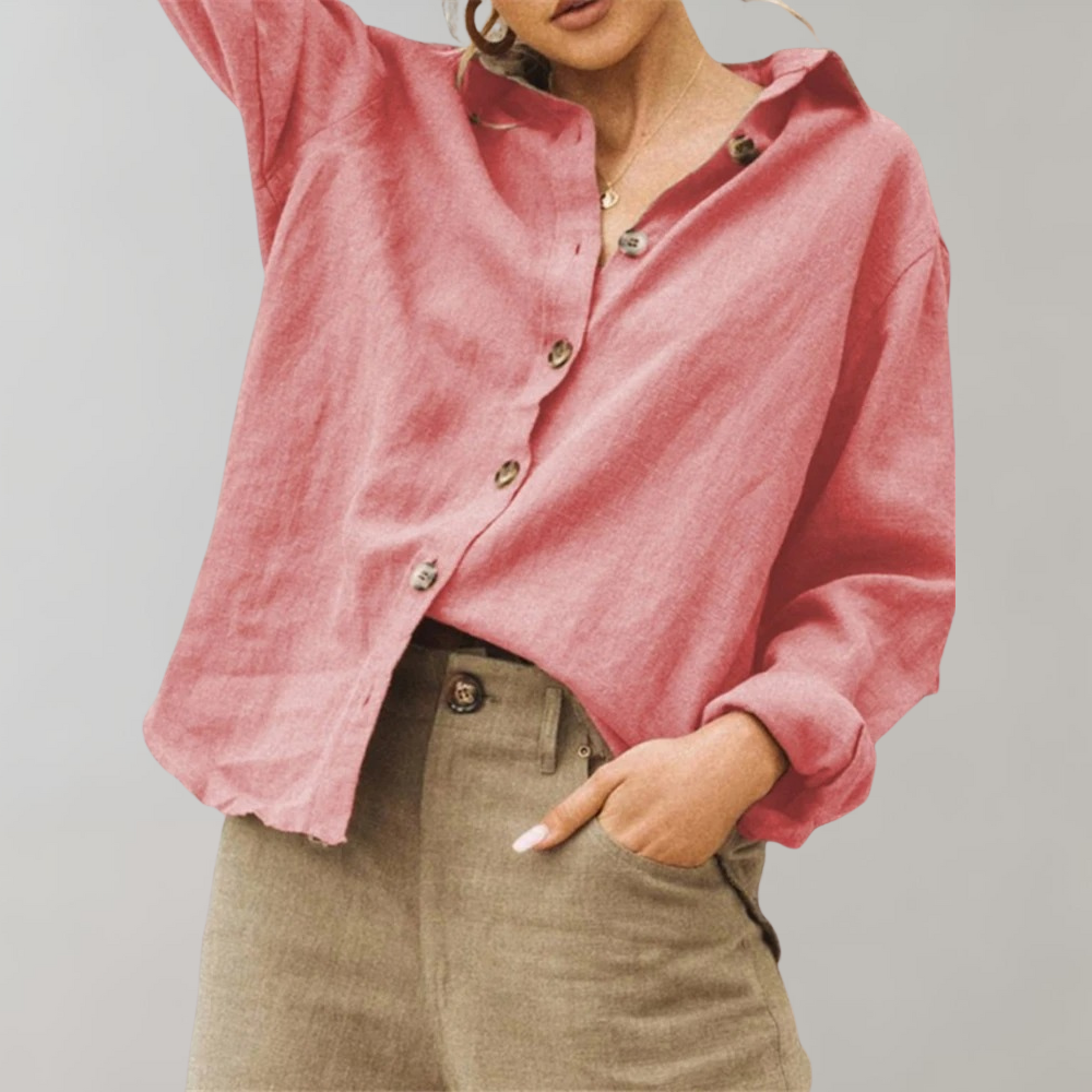 Linneblus - Casual - Löst sittande - Knäppt blus - Damblusar-Eva Jonsson