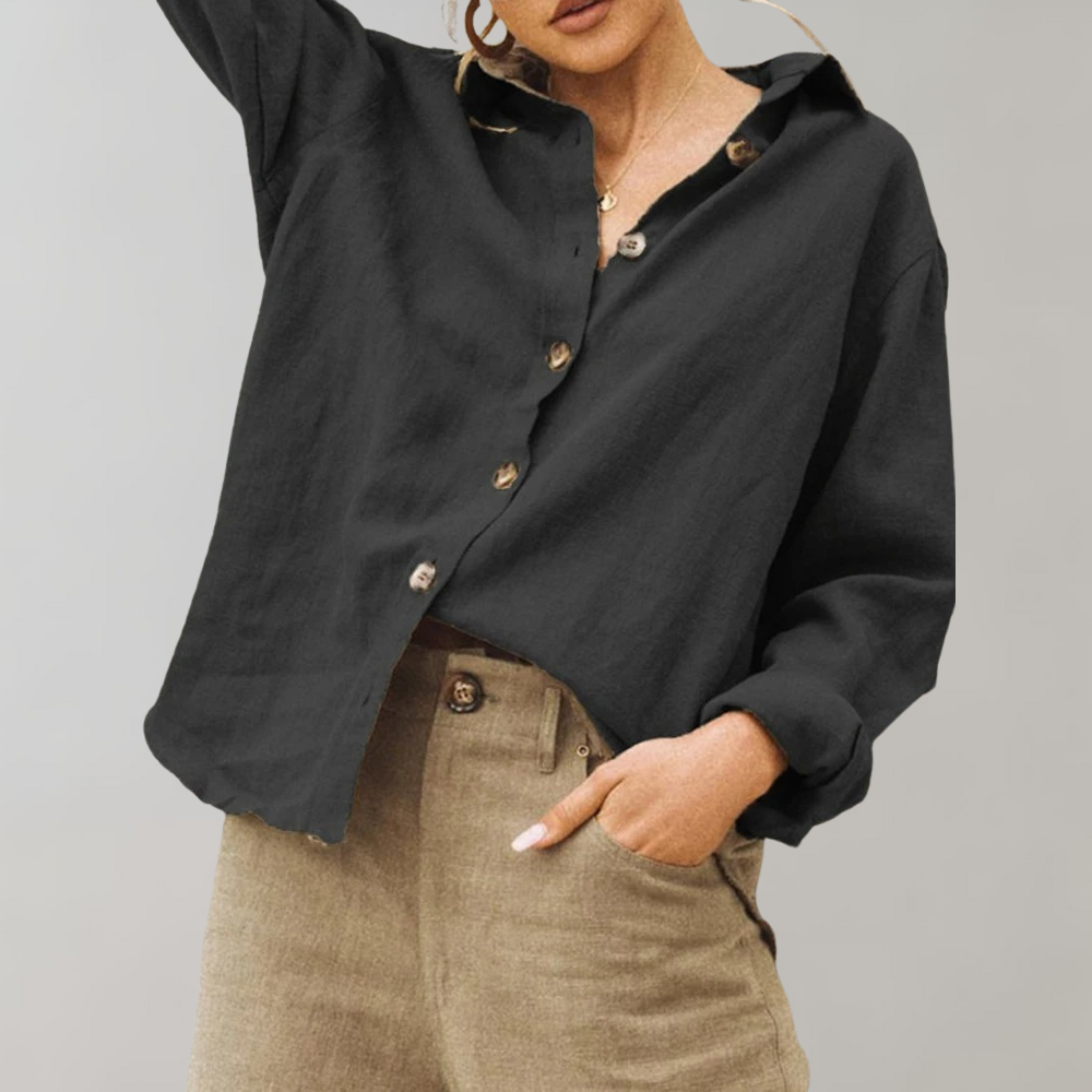 Linneblus - Casual - Löst sittande - Knäppt blus - Damblusar-Eva Jonsson