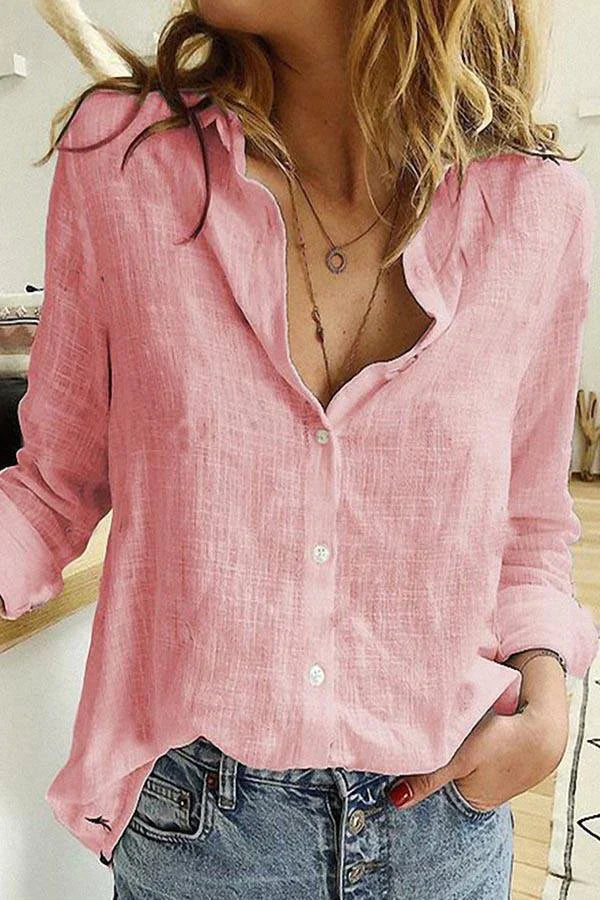 Linneblus - Långärmad - Lätt - Knäppt blus - Damskjorta-Eva Jonsson