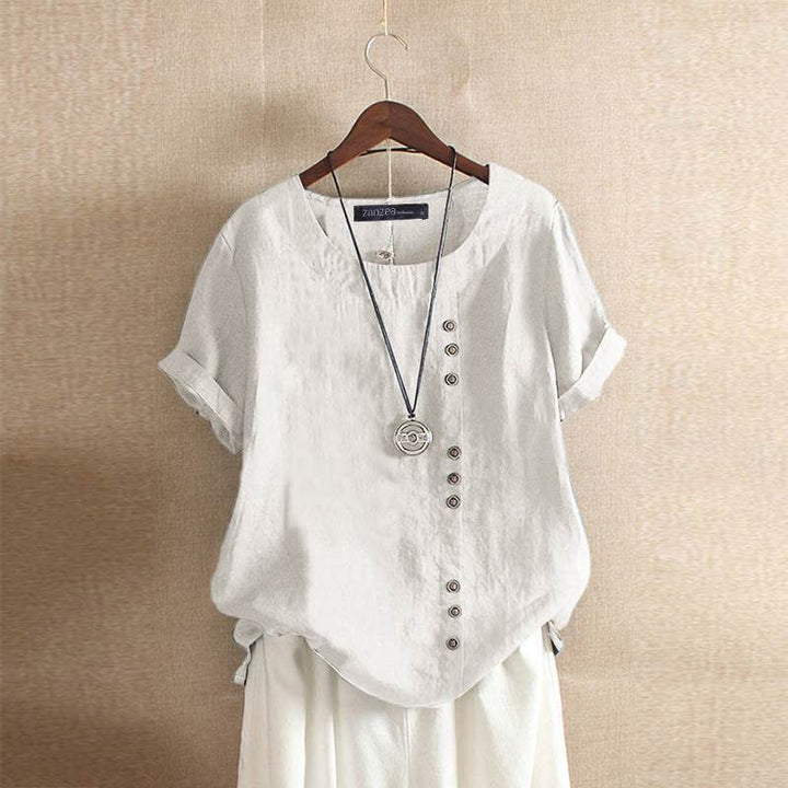 Linneblus | Oversized | Kortärmad | Linneblus för dam | Sommartopp för dam-Eva Jonsson