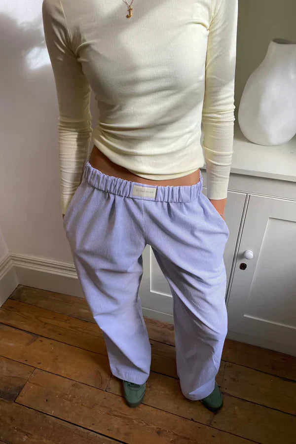 Linnebyxor - Casual - Låg midja - Byxor med vida ben - Dambyxor-Eva Jonsson