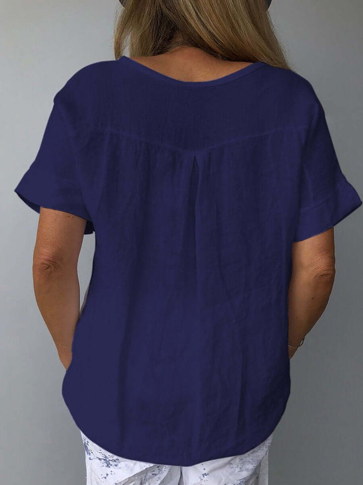 Linnen Top - Losjes Fit - Korte Mouw - Linnen Blouse - Dames T-shirt-Eva Jonsson