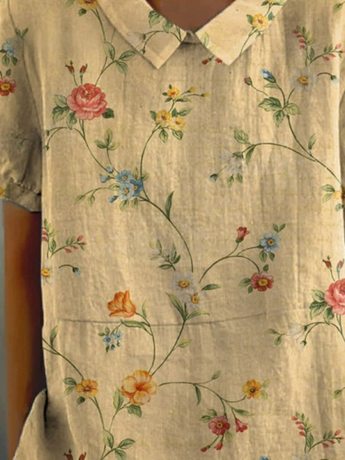 Linneöverdel – Bomull – Blommigt – Linneklänning – Linnekläder för damer-Eva Jonsson