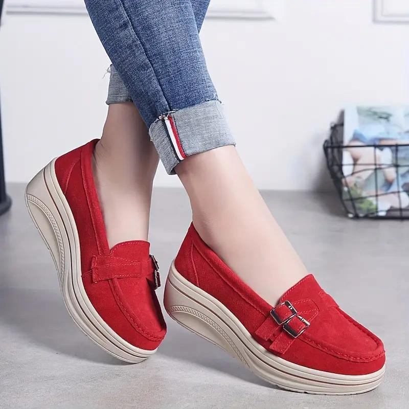 Loafers med plattform, Slip On, Spännband, Loafers i mocka, Damskor-Eva Jonsson