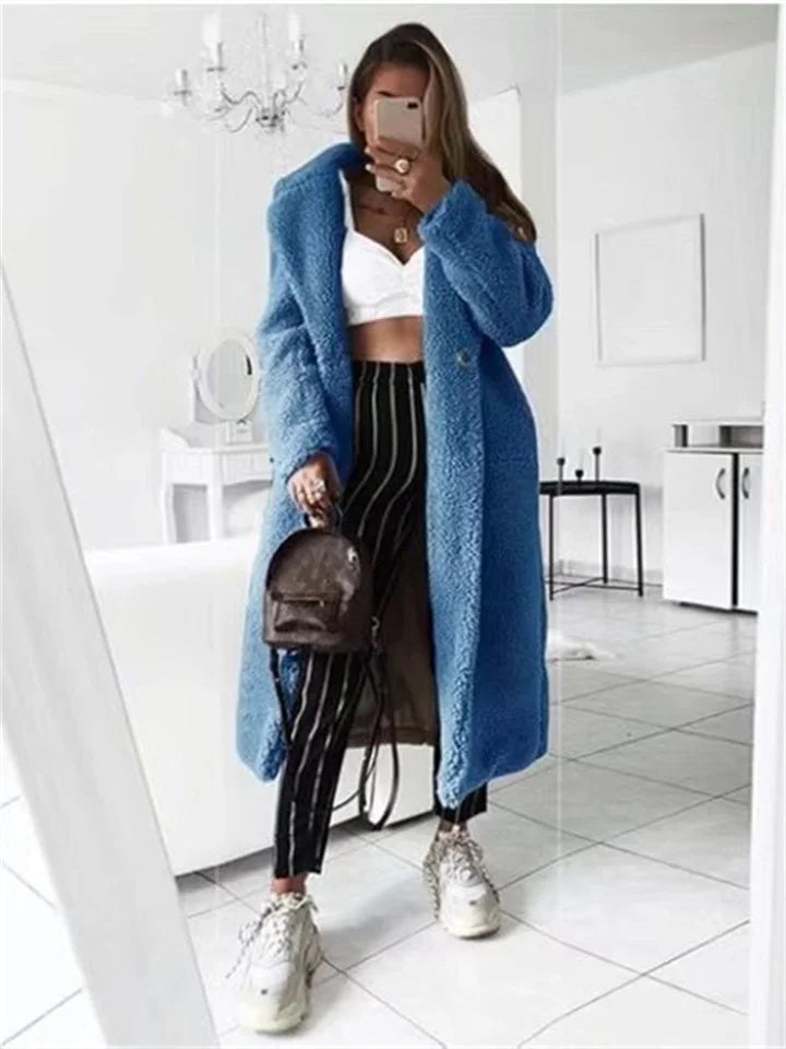 Long Teddy Coat - Lång Teddy Fleece vinterjacka för Kvinnor-Eva Jonsson