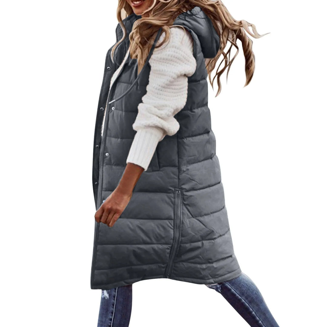Longline Gilet | Ärmlös | Huvtröja | Puffer Vest | Gilet för kvinnor-Eva Jonsson