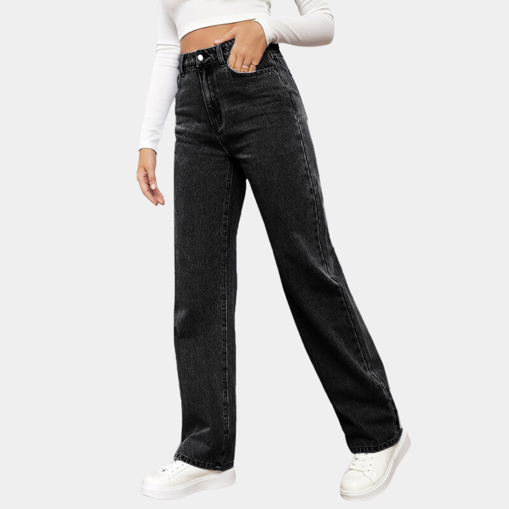 Loose Fit Jeans - Raka ben - Avslappnad passform - Jeans med hög midja - Damjeans-Eva Jonsson