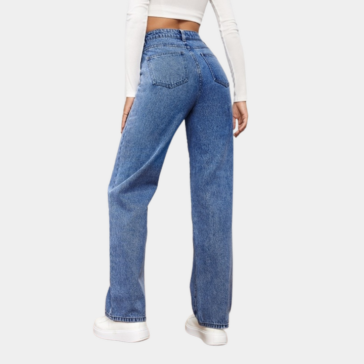 Loose Fit Jeans - Raka ben - Avslappnad passform - Jeans med hög midja - Damjeans-Eva Jonsson