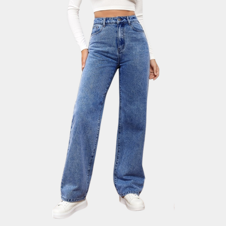 Loose Fit Jeans - Raka ben - Avslappnad passform - Jeans med hög midja - Damjeans-Eva Jonsson